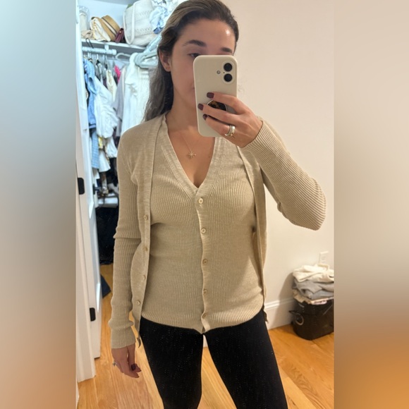 Prada Light Beige Women's Cardigan Sweater